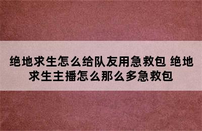 绝地求生怎么给队友用急救包 绝地求生主播怎么那么多急救包